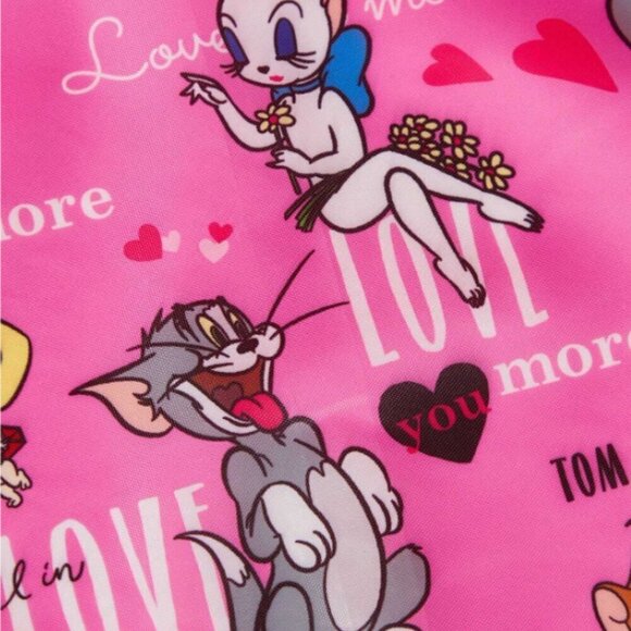 Tom & Jerry Reusable Tote Bag Packable Pink Love You More NWT - Picture 3 of 5